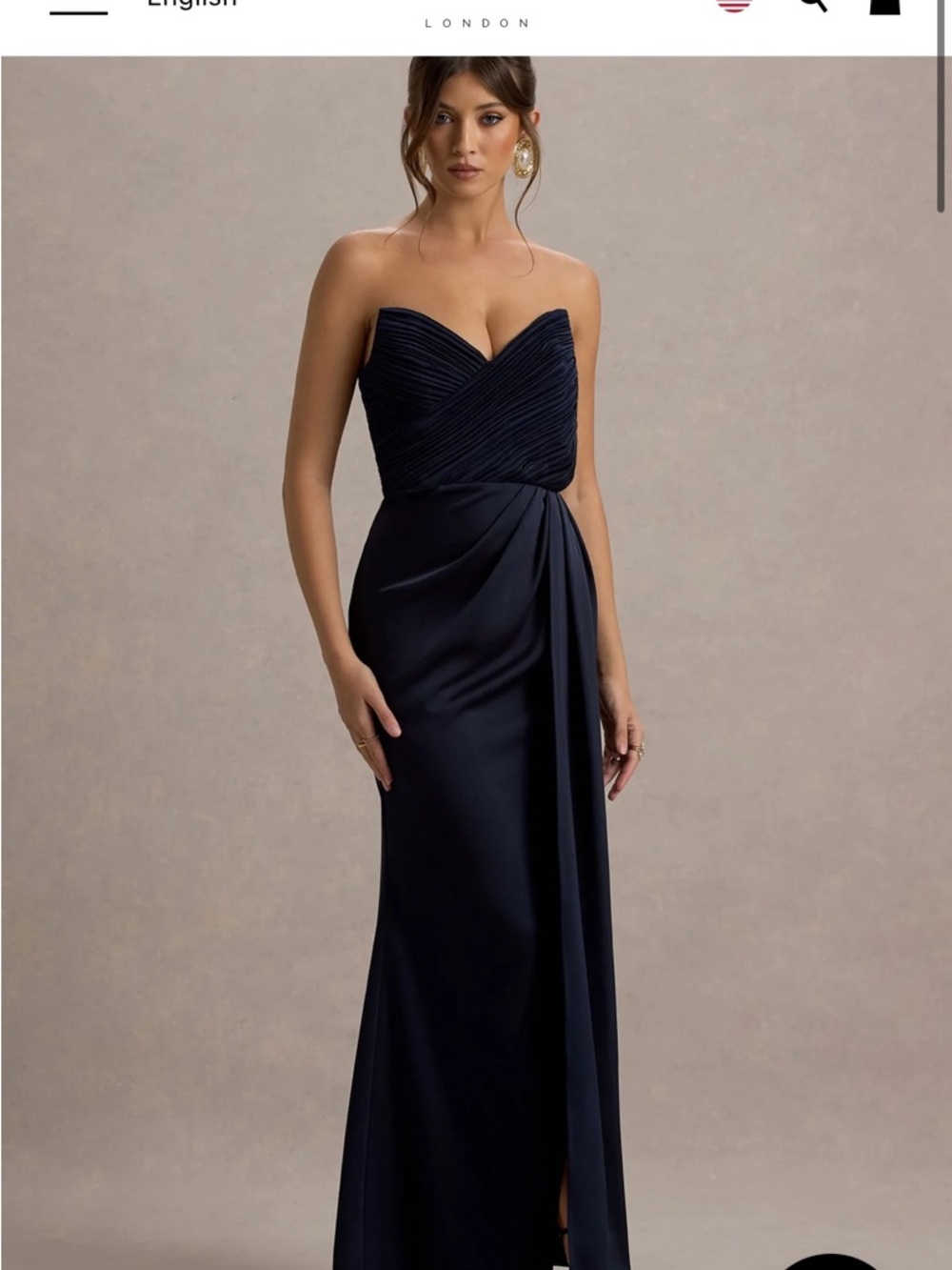 Club London - Edel Navy Satin Strapless dress. Navy. NWT. SIZE 6